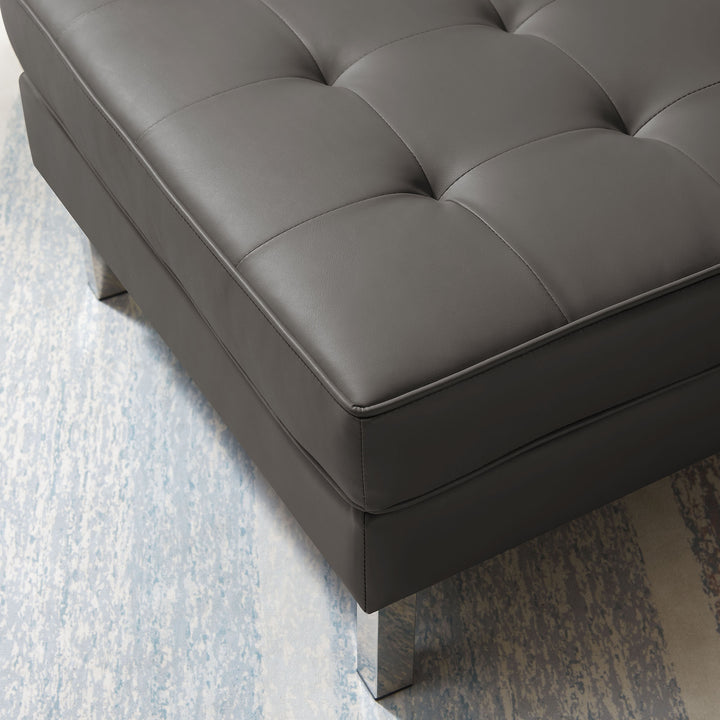 Luxe Leatherette Lounge Ottoman