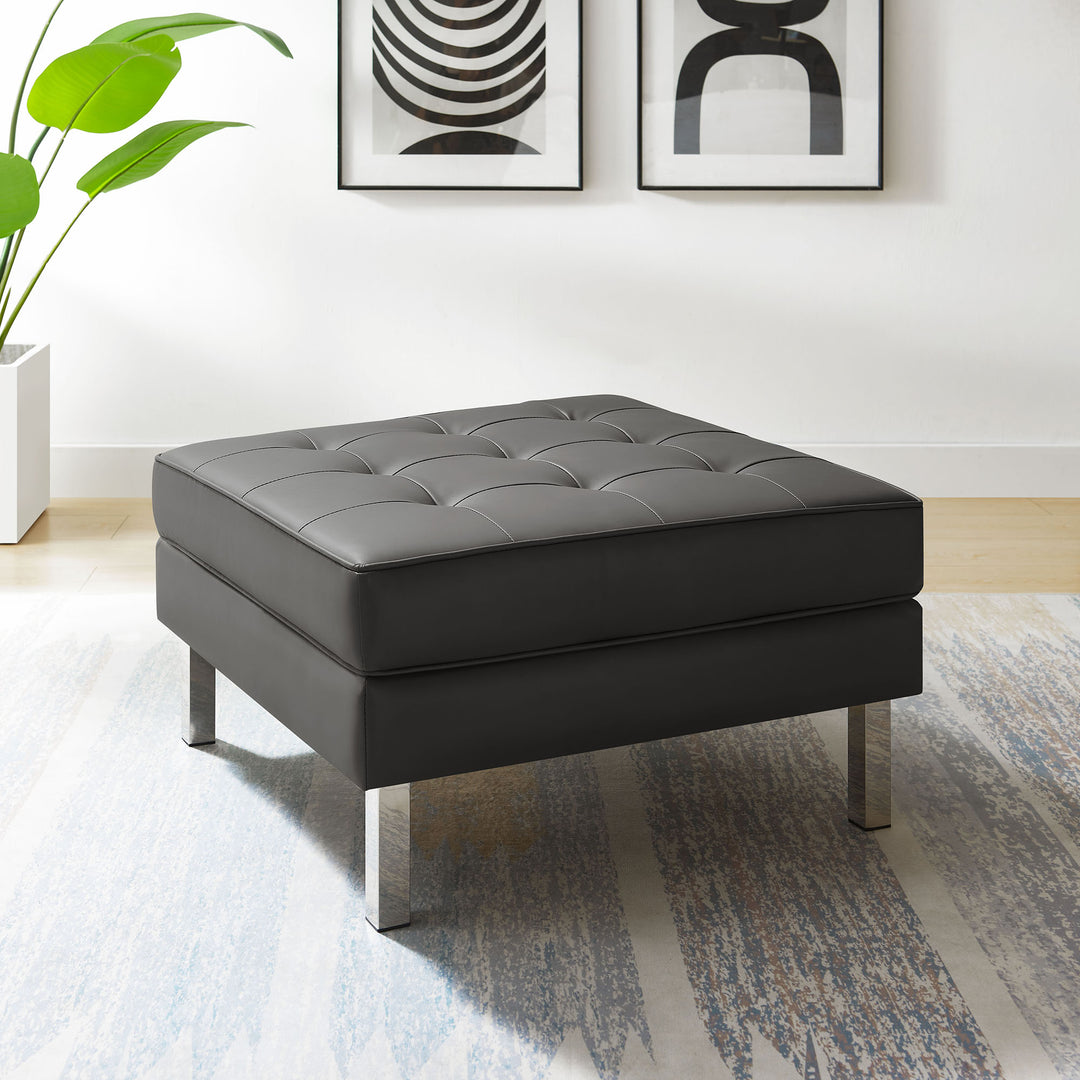 Luxe Leatherette Lounge Ottoman