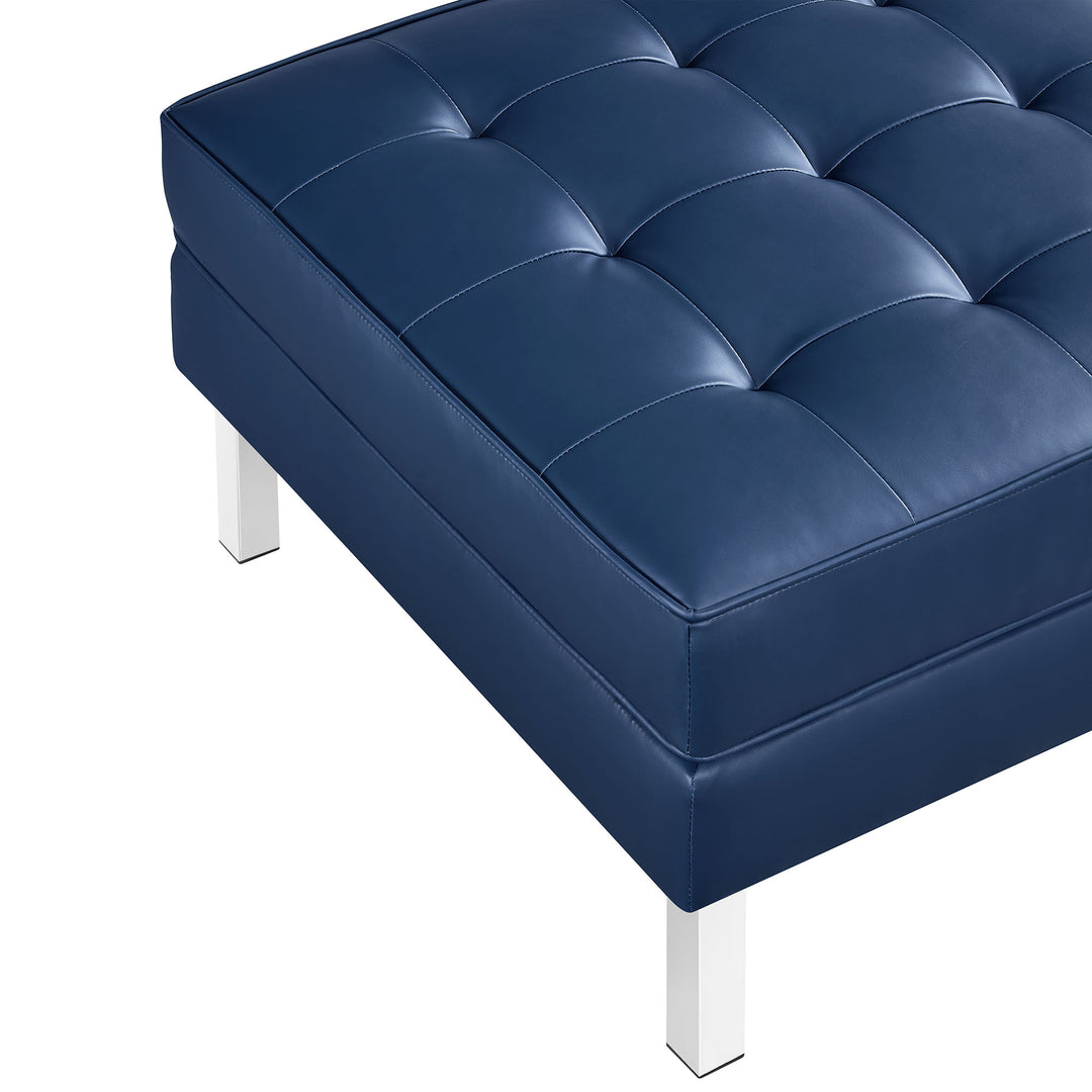 Luxe Leatherette Lounge Ottoman