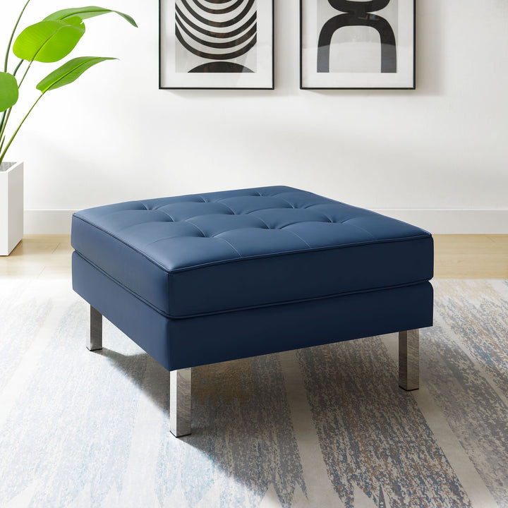 Luxe Leatherette Lounge Ottoman