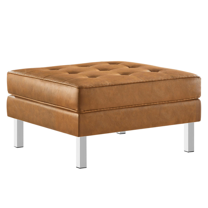 Luxe Leatherette Lounge Ottoman