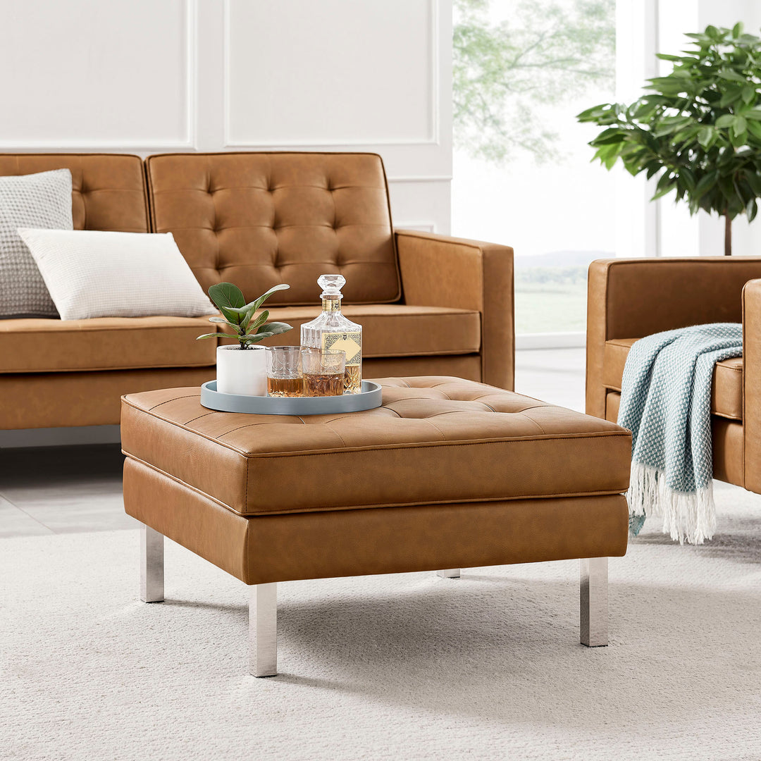 Luxe Leatherette Lounge Ottoman