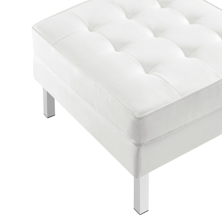 Luxe Leatherette Lounge Ottoman