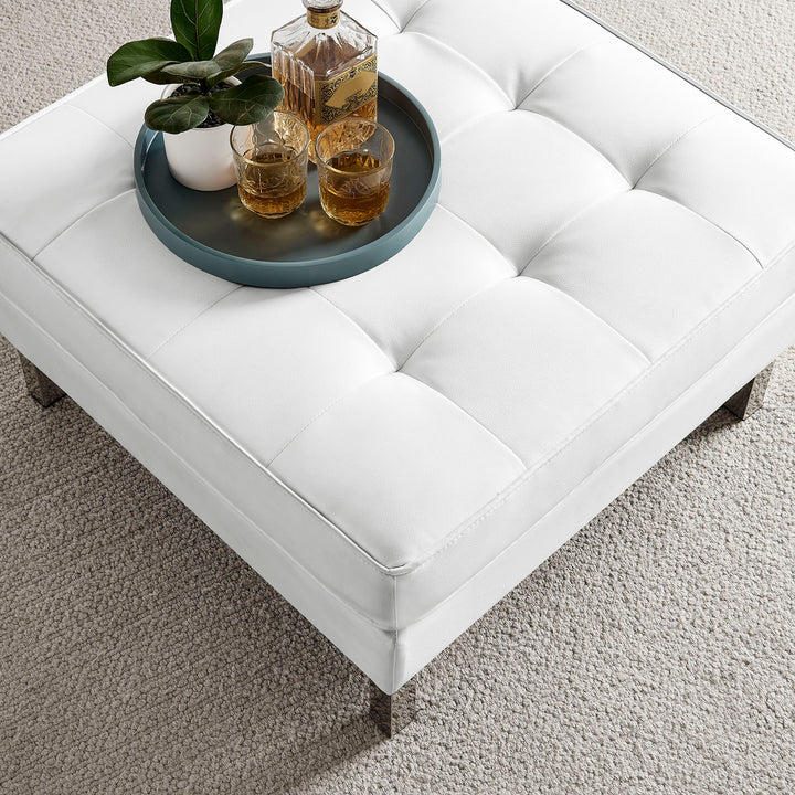 Luxe Leatherette Lounge Ottoman