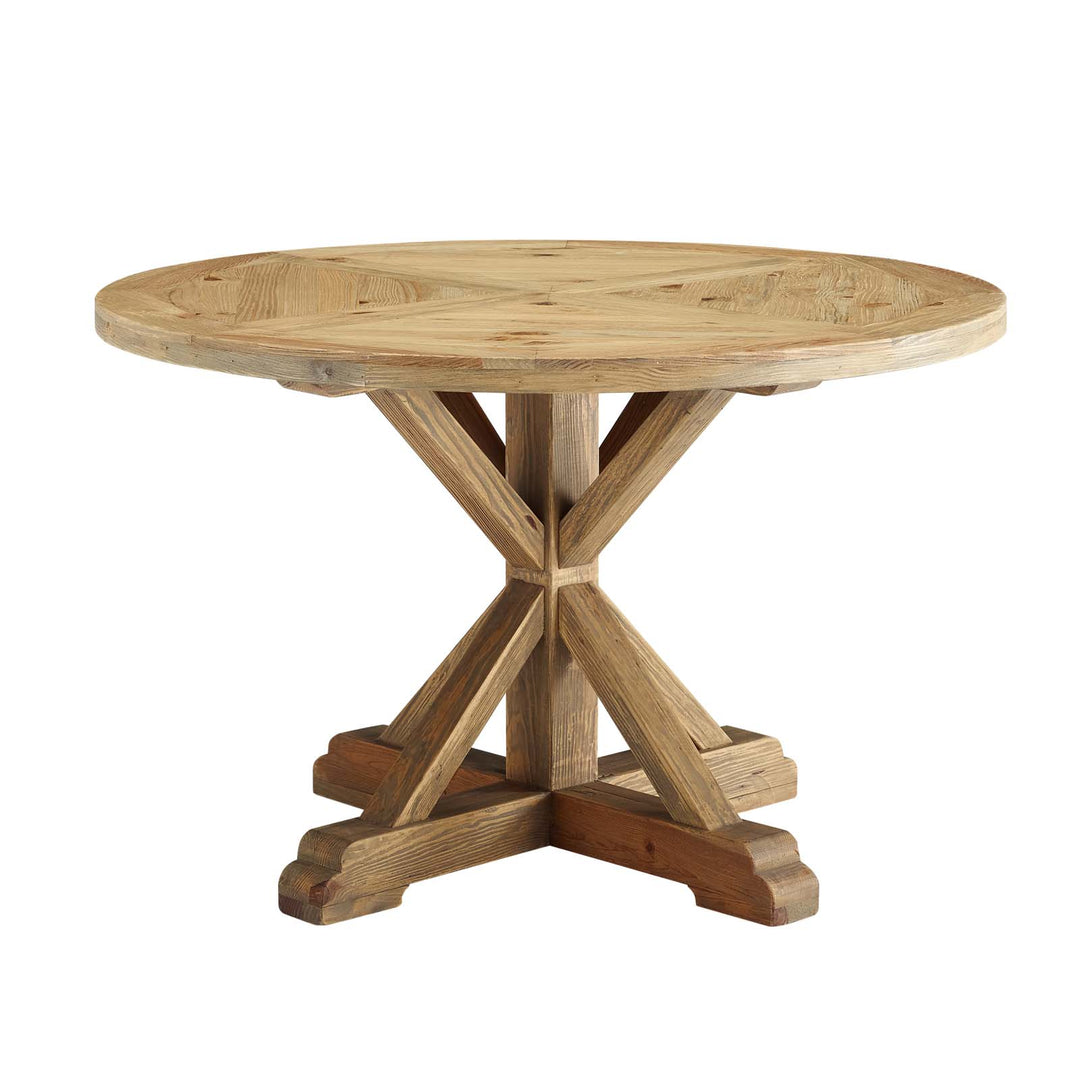 Stellar 47" Round Pine Wood Dining Table