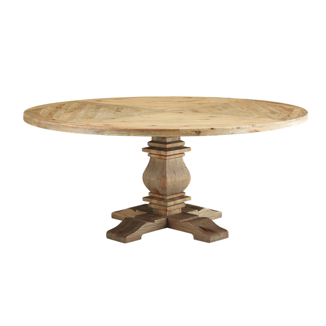 Crescent 71" Round Pine Wood Dining Table