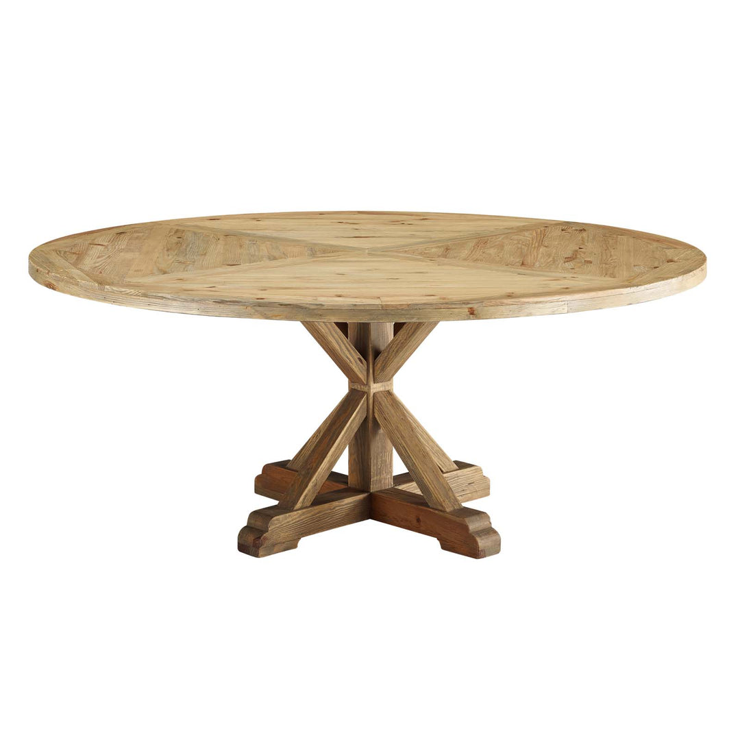 Stellar 71" Round Pine Wood Dining Table