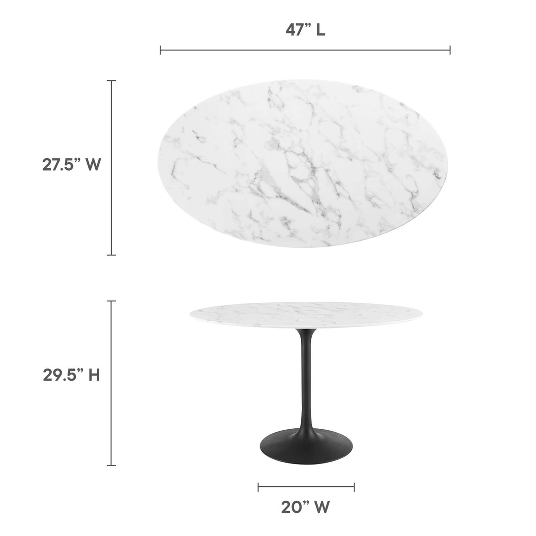 Lotta 48" Oval Ornamental Marble Dining Table