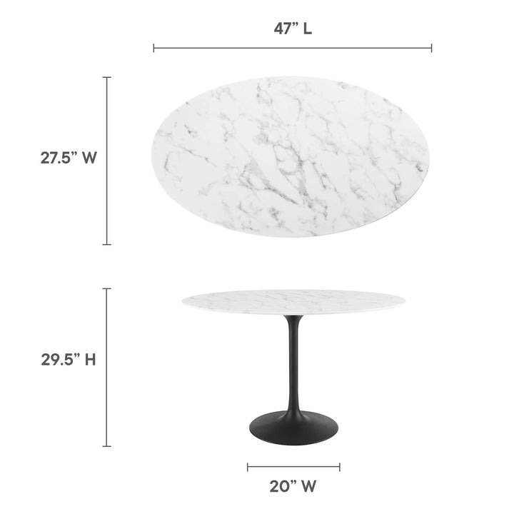 Lotta 48" Oval Ornamental Marble Dining Table