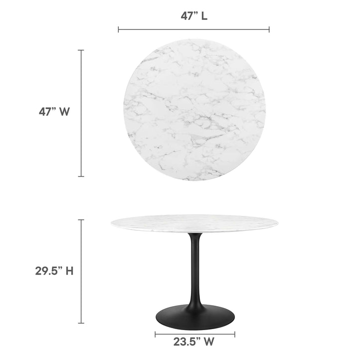 Luna 48" Round Faux Marble Dining Table