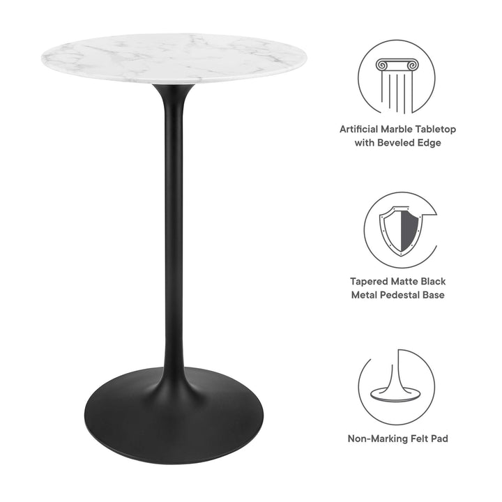 Luxe 28" Round Replica Marble Bar Table