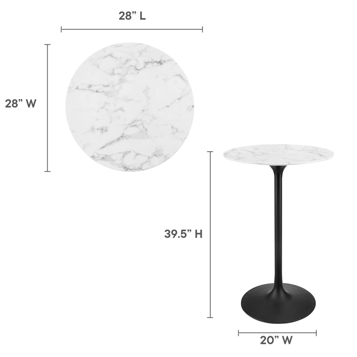 Luxe 28" Round Replica Marble Bar Table