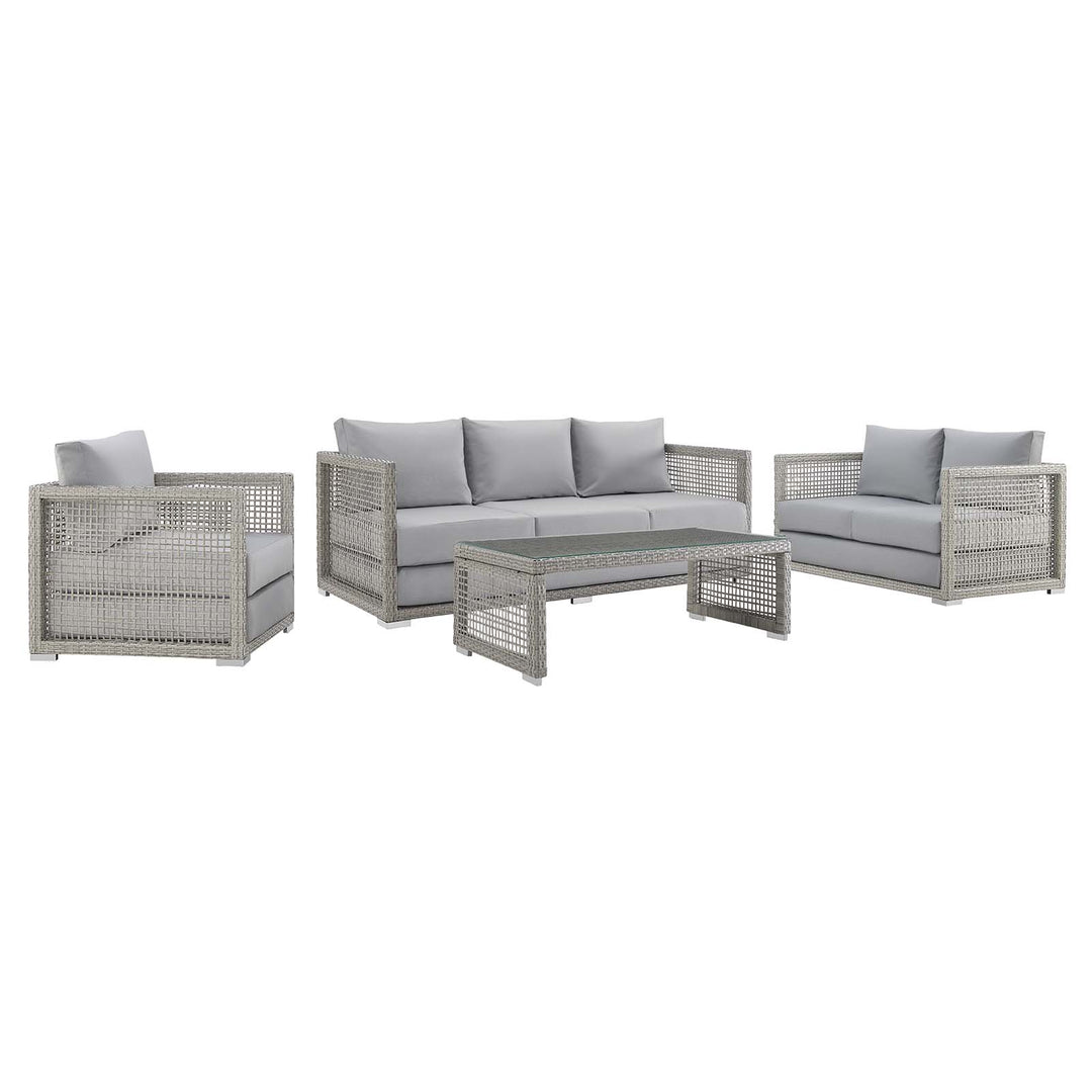 Aria 4 Piece Outdoor Patio Wicker Rattan Set