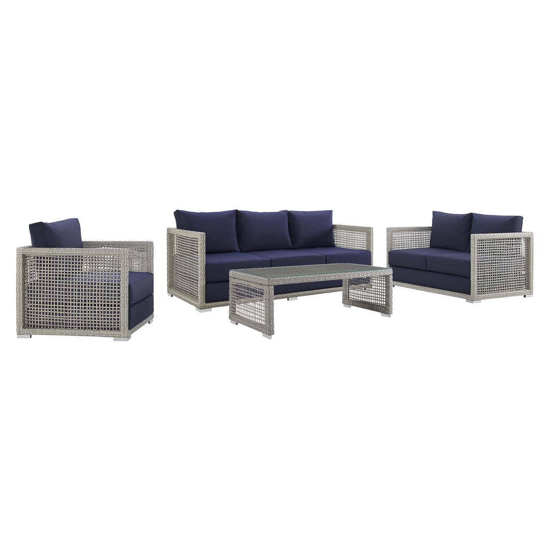 Aria 4 Piece Outdoor Patio Wicker Rattan Set