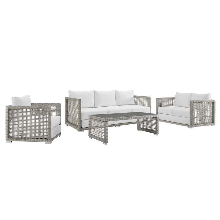 Aria 4 Piece Outdoor Patio Wicker Rattan Set