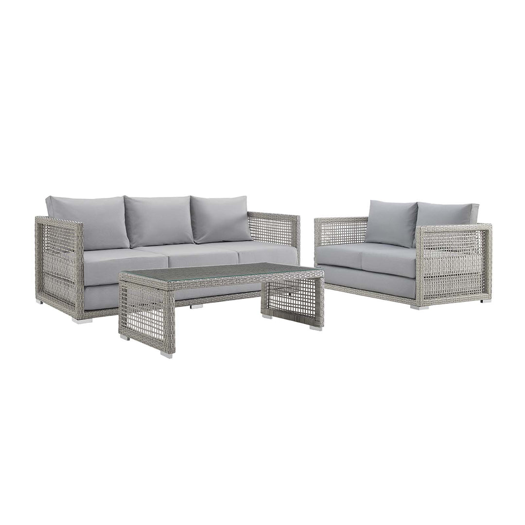 Aiden 3 Piece Outdoor Patio Wicker Rattan Set