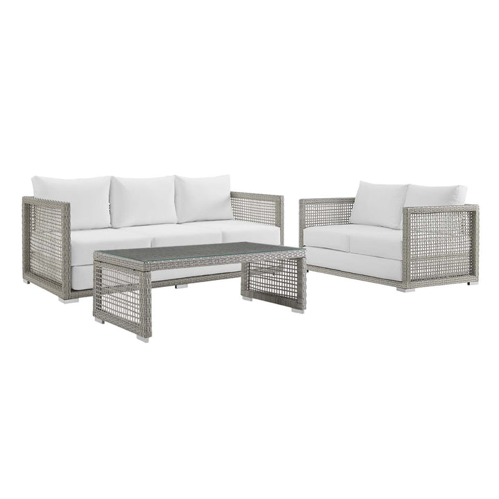 Aiden 3 Piece Outdoor Patio Wicker Rattan Set