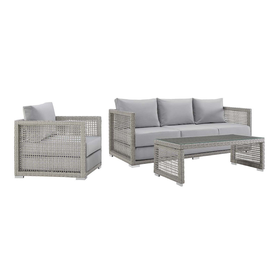 Aiden 3 Piece Outdoor Patio Wicker Rattan Set