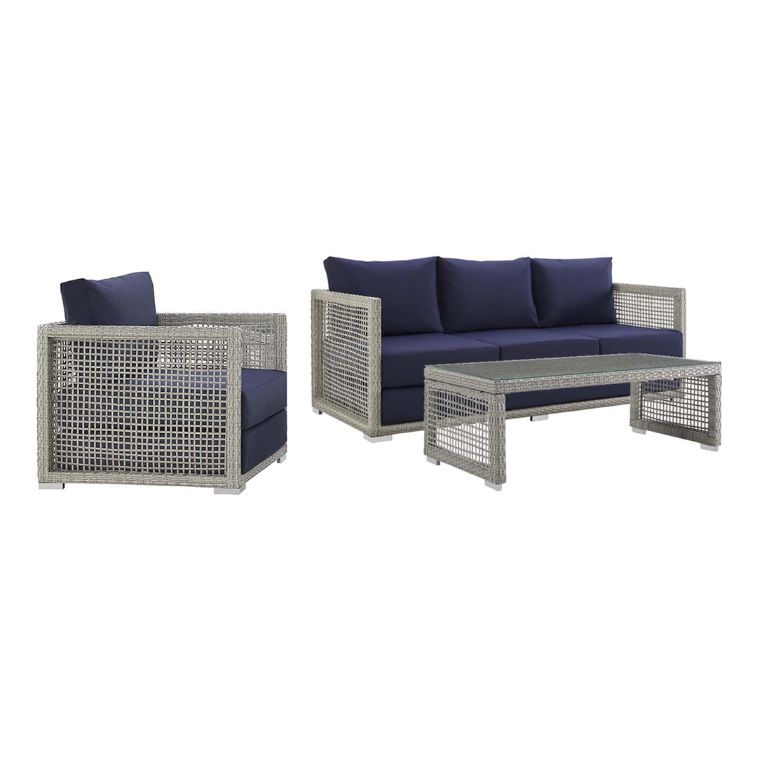 Aiden 3 Piece Outdoor Patio Wicker Rattan Set