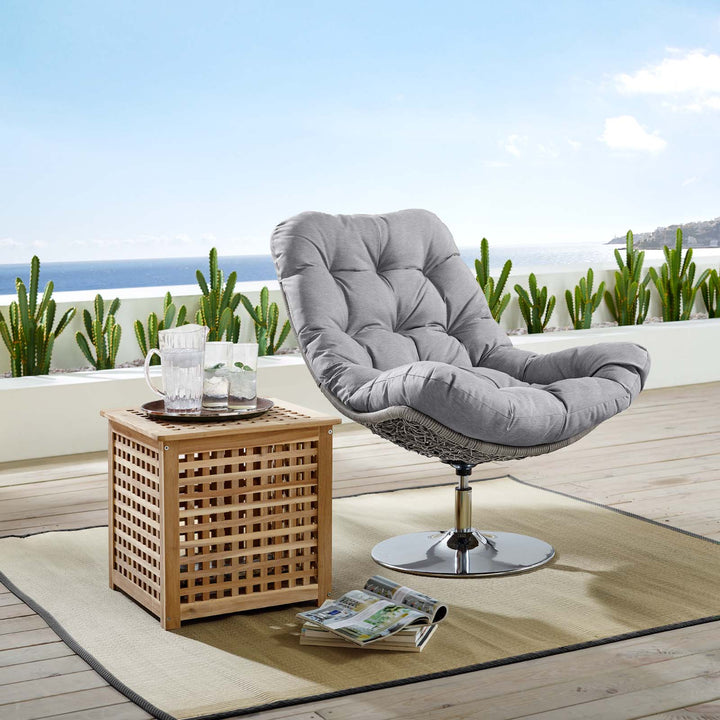 Belmont Wicker Rattan Outdoor Patio Swivel Lounge Chair