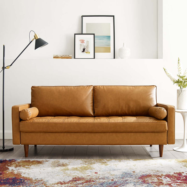 Vanguard Tufted Vegan Leather Sofa