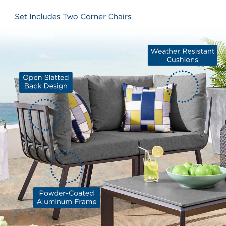 Riverview 2 Piece Outdoor Patio Aluminum Sectional Sofa Set