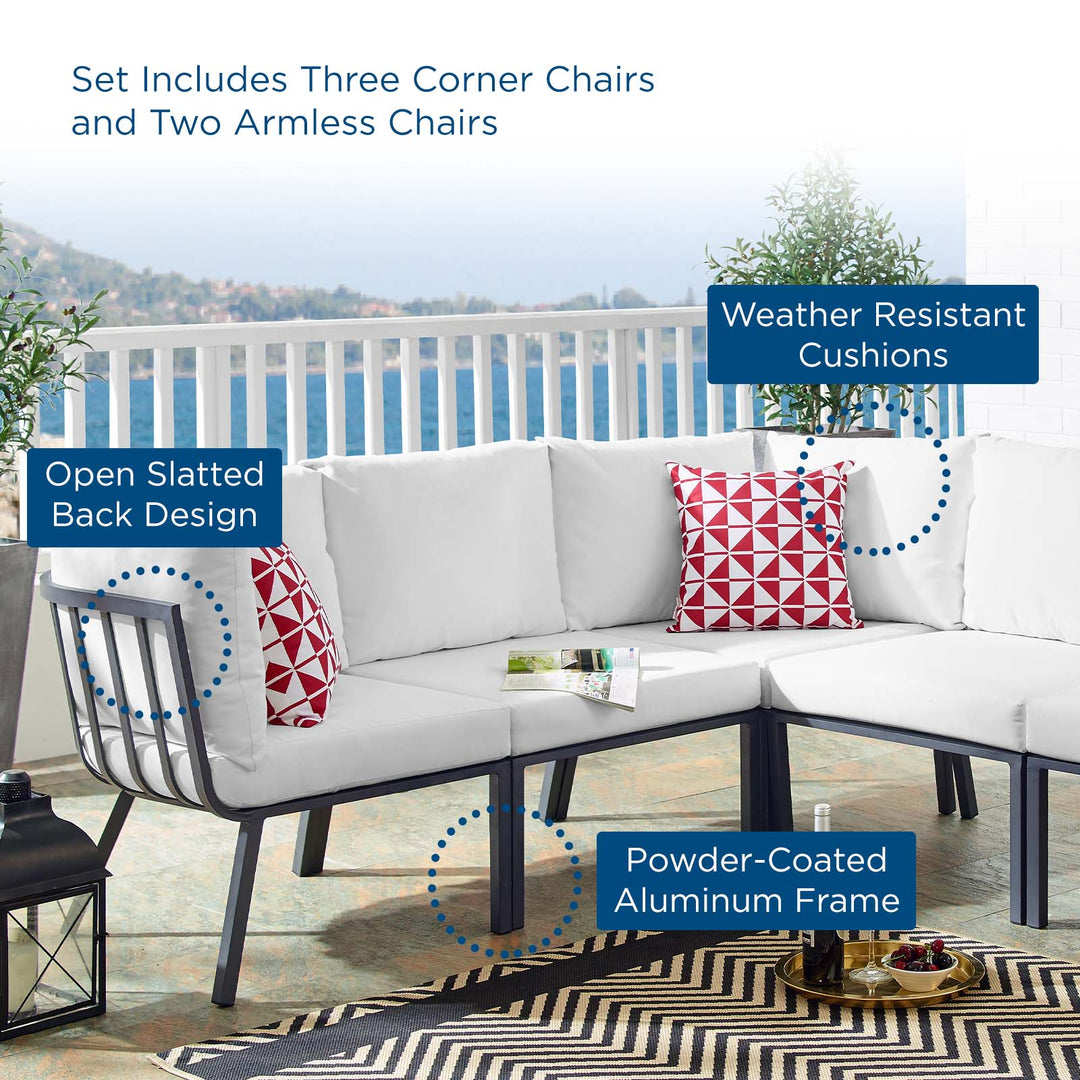 Riverview 5 Piece Outdoor Patio Aluminum Sectional