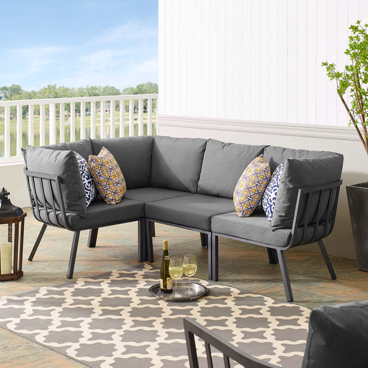 Riverside 4 Piece Outdoor Patio Aluminum Sofa Set