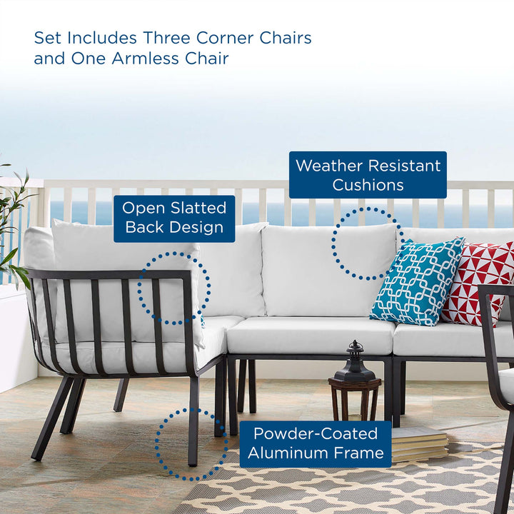 Riverside 4 Piece Outdoor Patio Aluminum Sofa Set