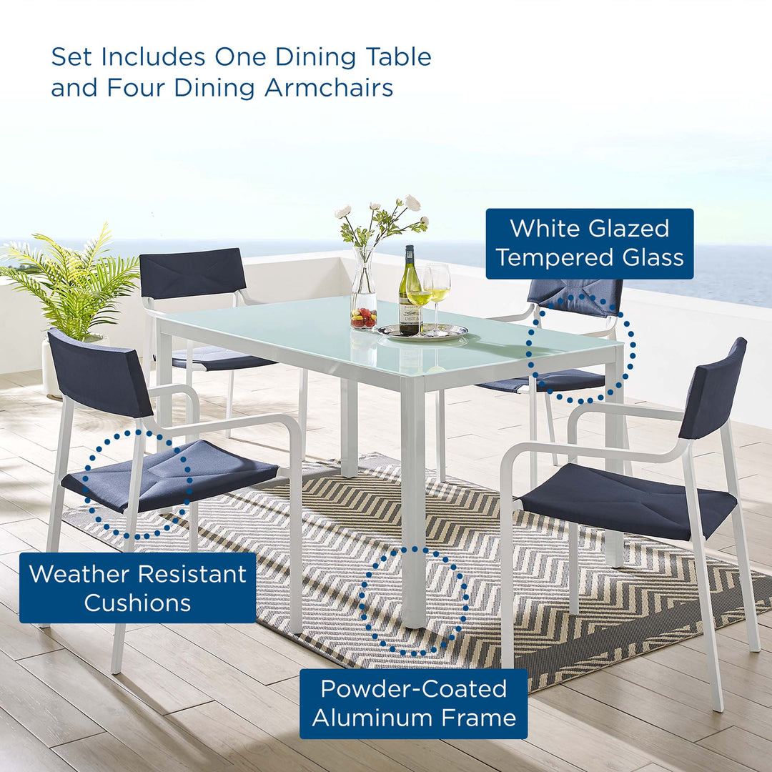 Riviera 5 Piece Outdoor Patio Aluminum Dining Set