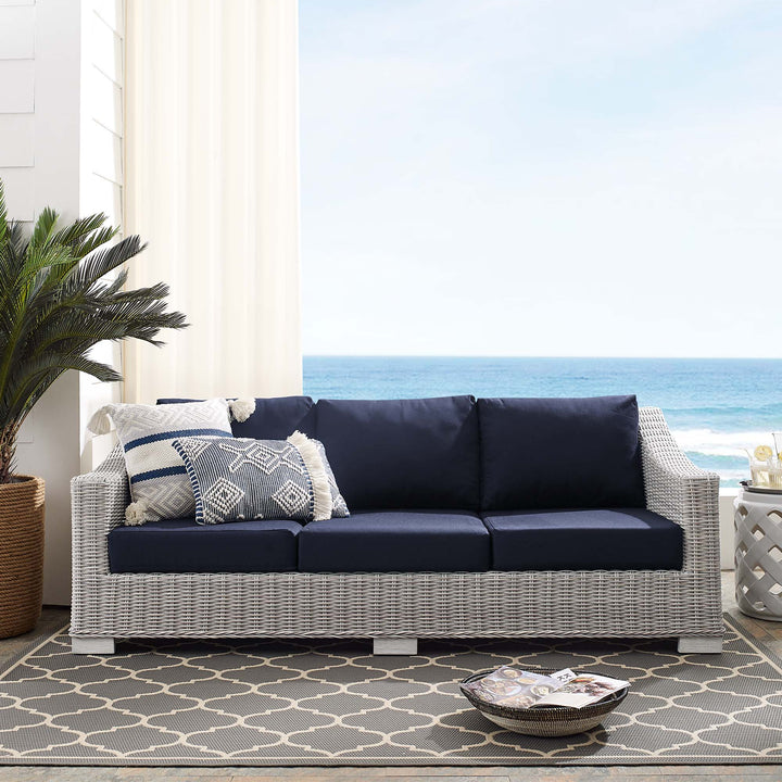 Crescent Sunbrella® Outdoor Patio Wicker Rattan Sofa