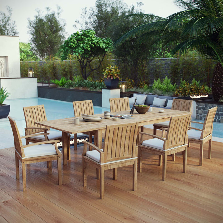 Marbella 9 Piece Outdoor Patio Teak Dining Set