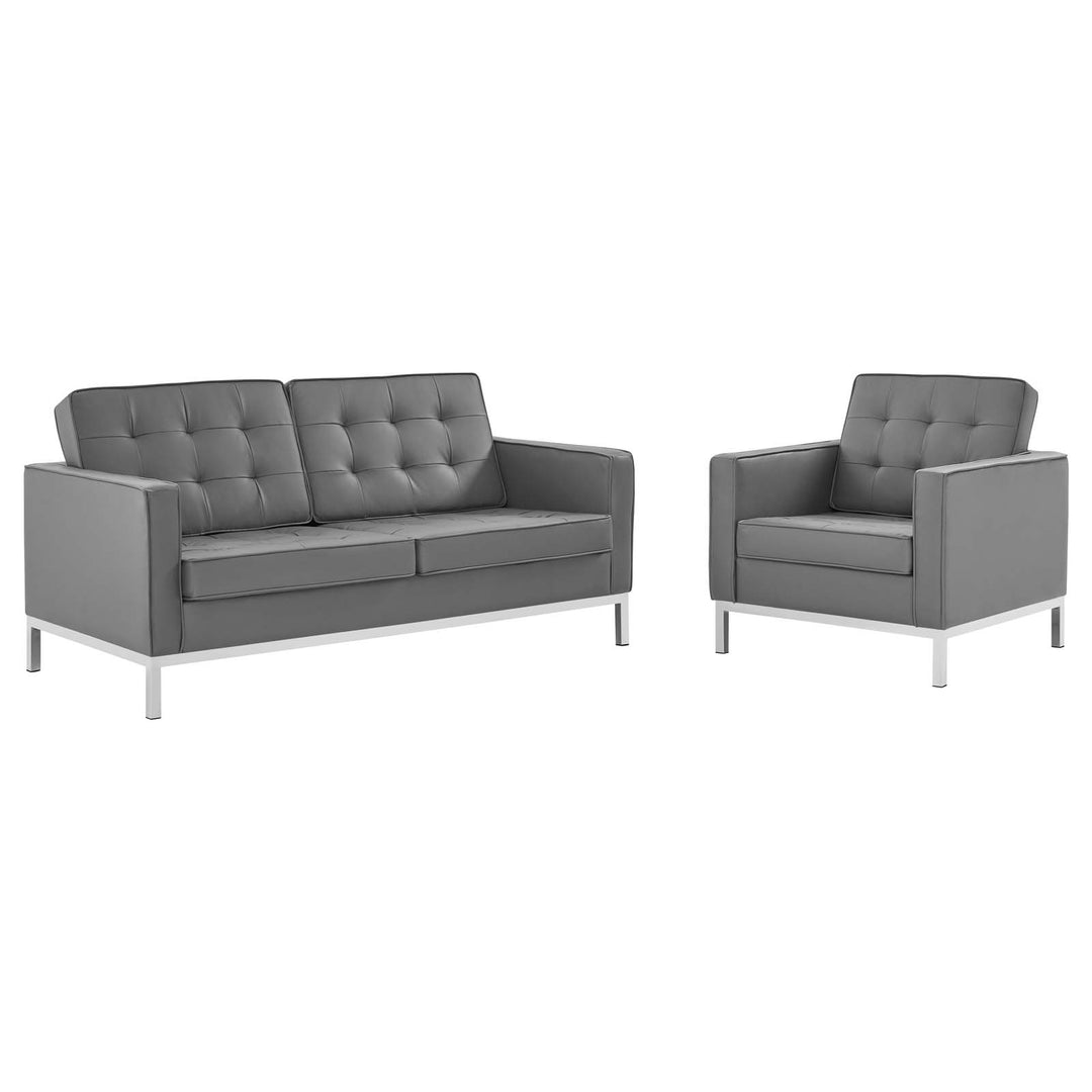 Luxe Leather Loveseat and Armchair Set