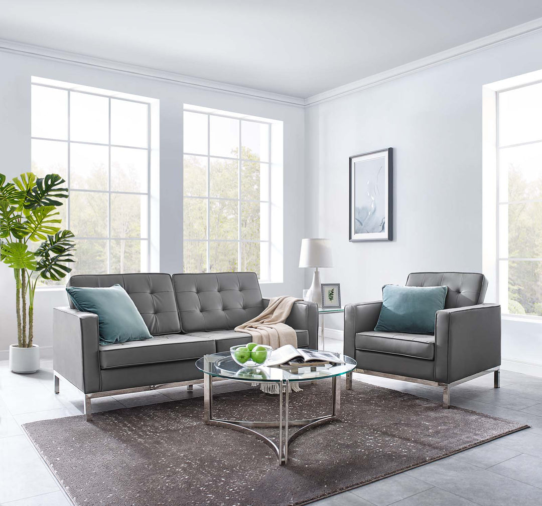 Luxe Leather Loveseat and Armchair Set