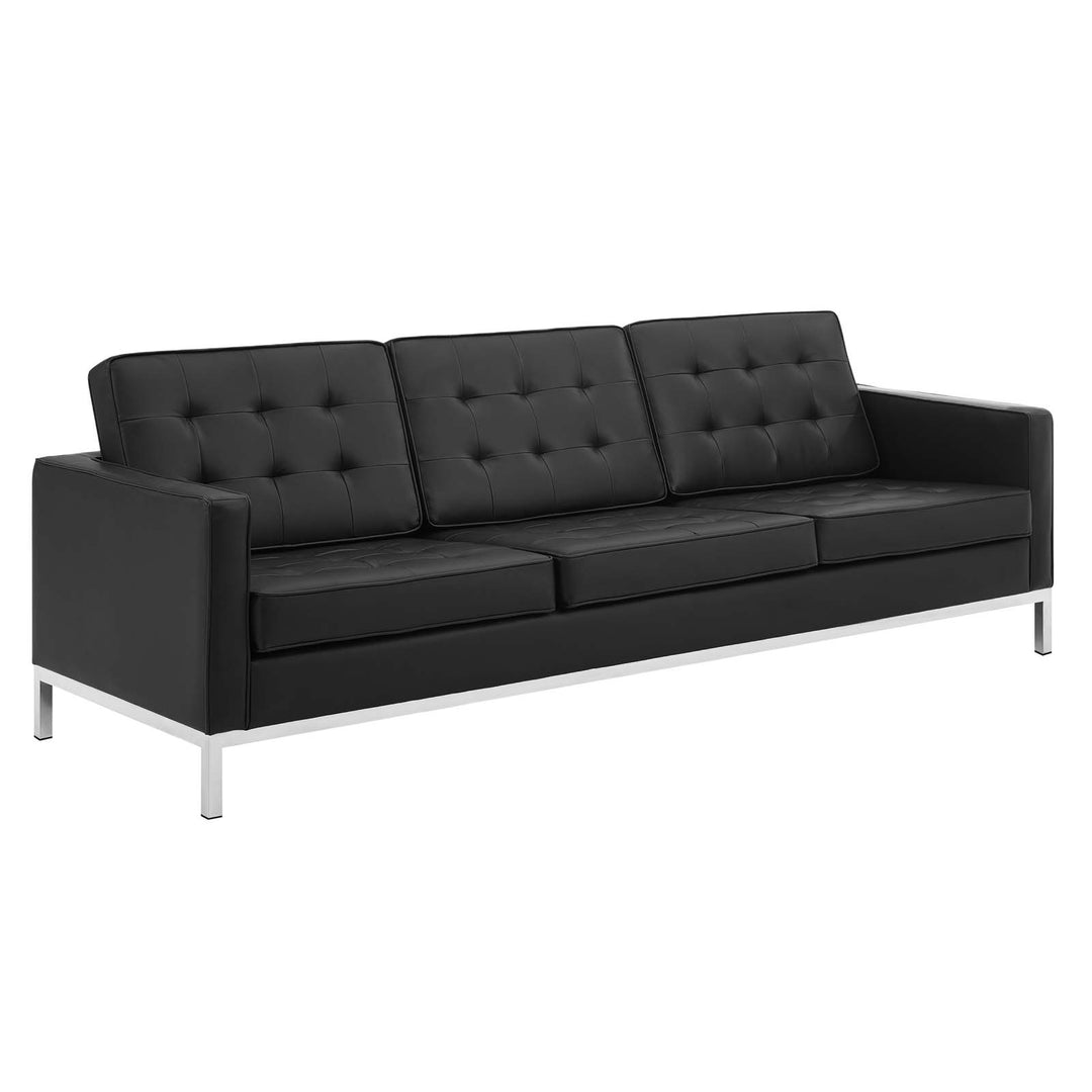 Luxe Tufted Upholstered Faux Leather Lounge Set