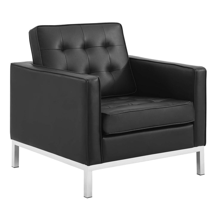 Luxe Tufted Upholstered Faux Leather Lounge Set