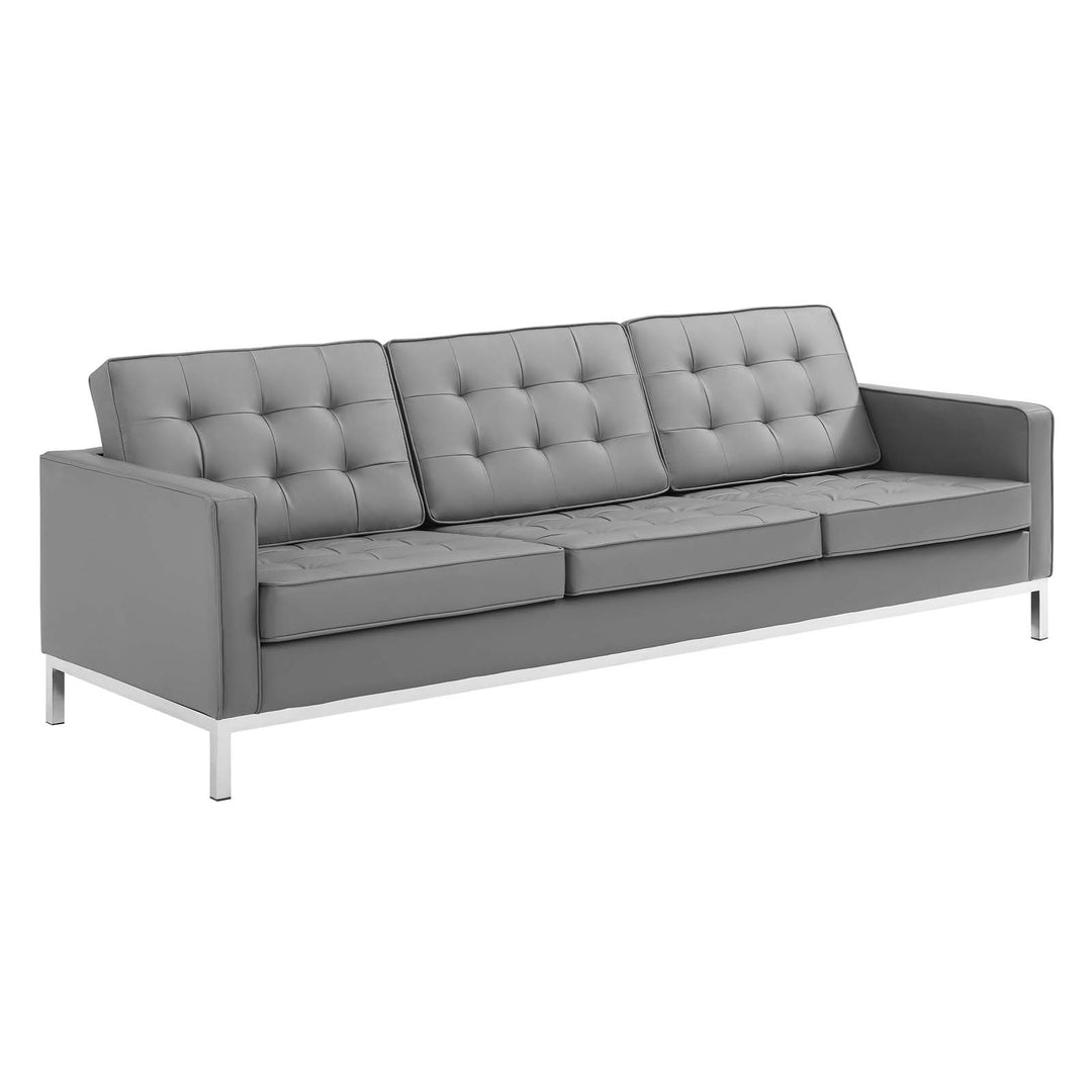 Luxe Tufted Upholstered Faux Leather Lounge Set