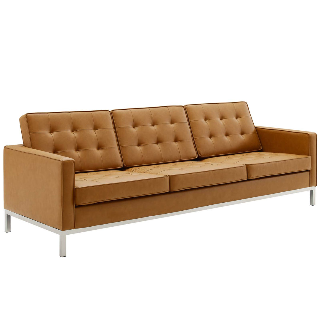 Luxe Tufted Upholstered Faux Leather Lounge Set