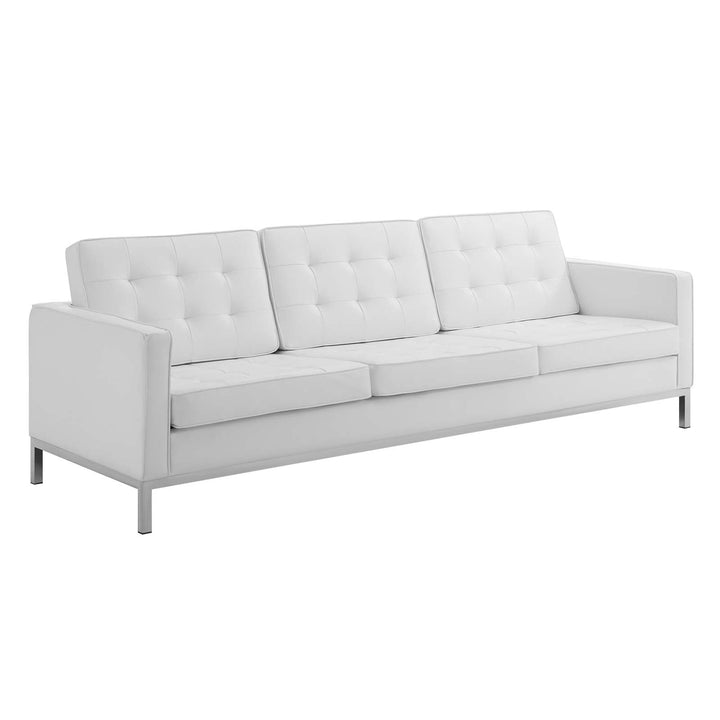 Luxe Tufted Upholstered Faux Leather Lounge Set