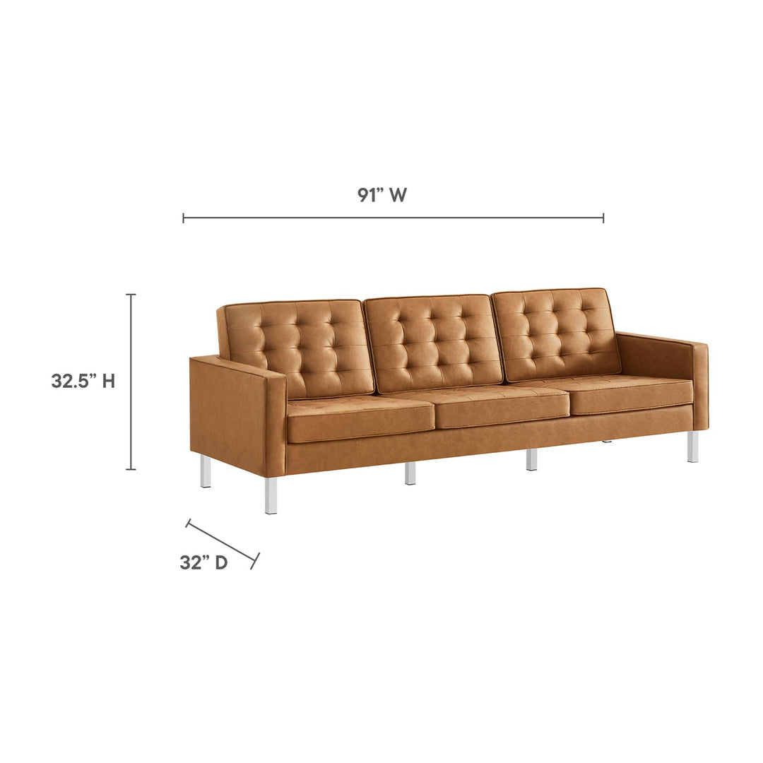 Luxe 3-Piece Tufted Vegan Leather Lounge Set