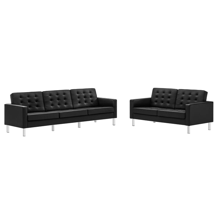 Lounge 2-Piece Tufted Vegan Leather Living Set