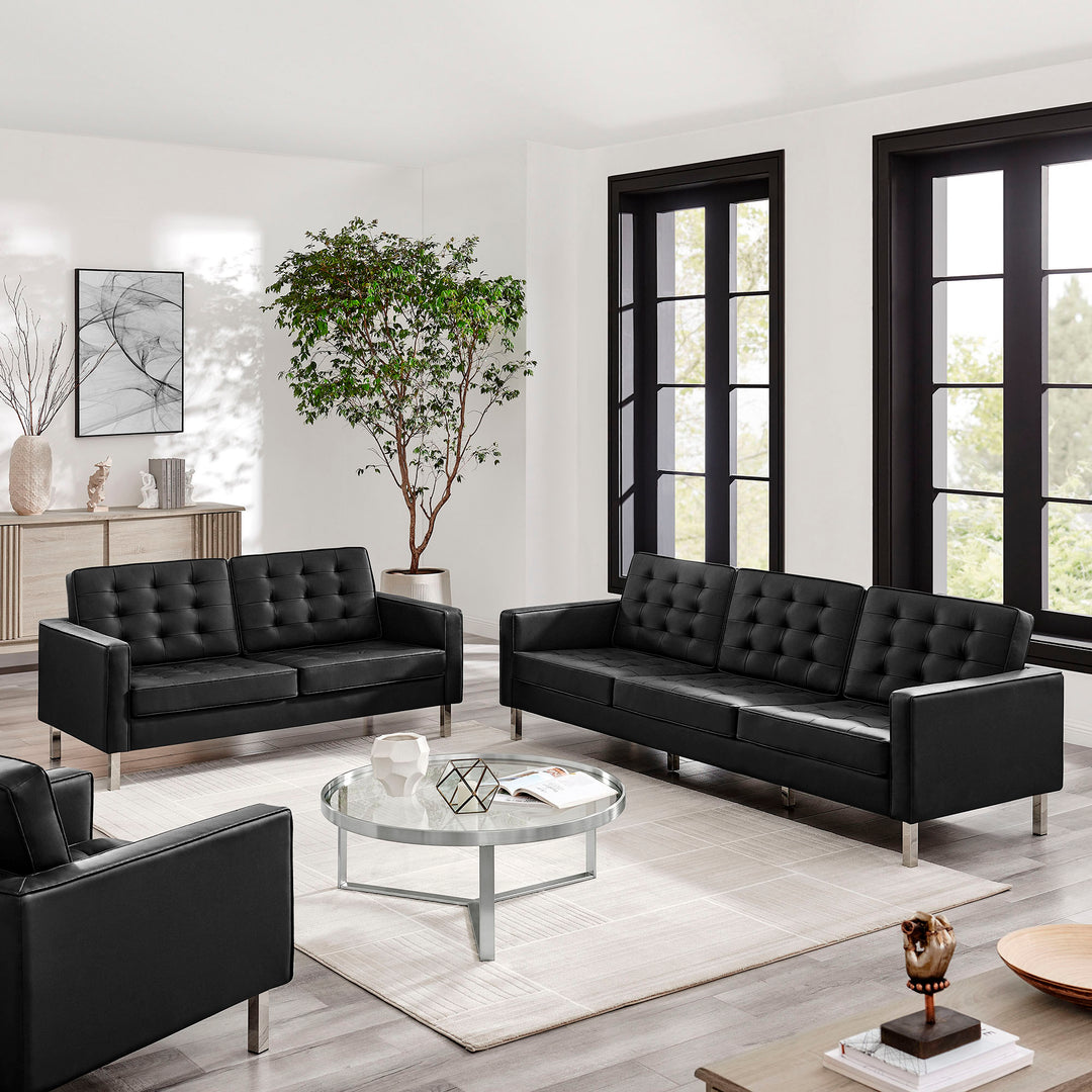 Lounge 2-Piece Tufted Vegan Leather Living Set