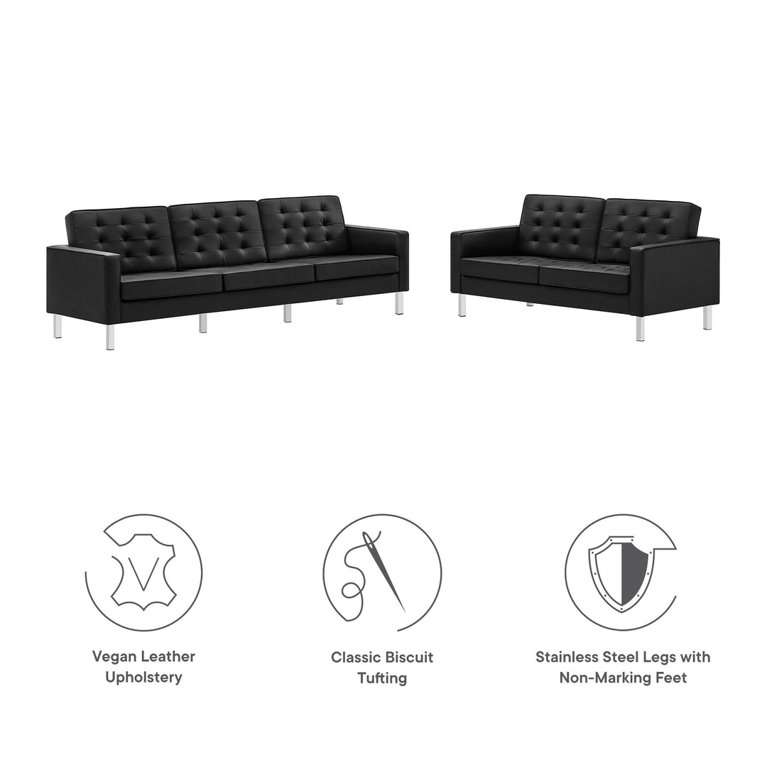 Lounge 2-Piece Tufted Vegan Leather Living Set