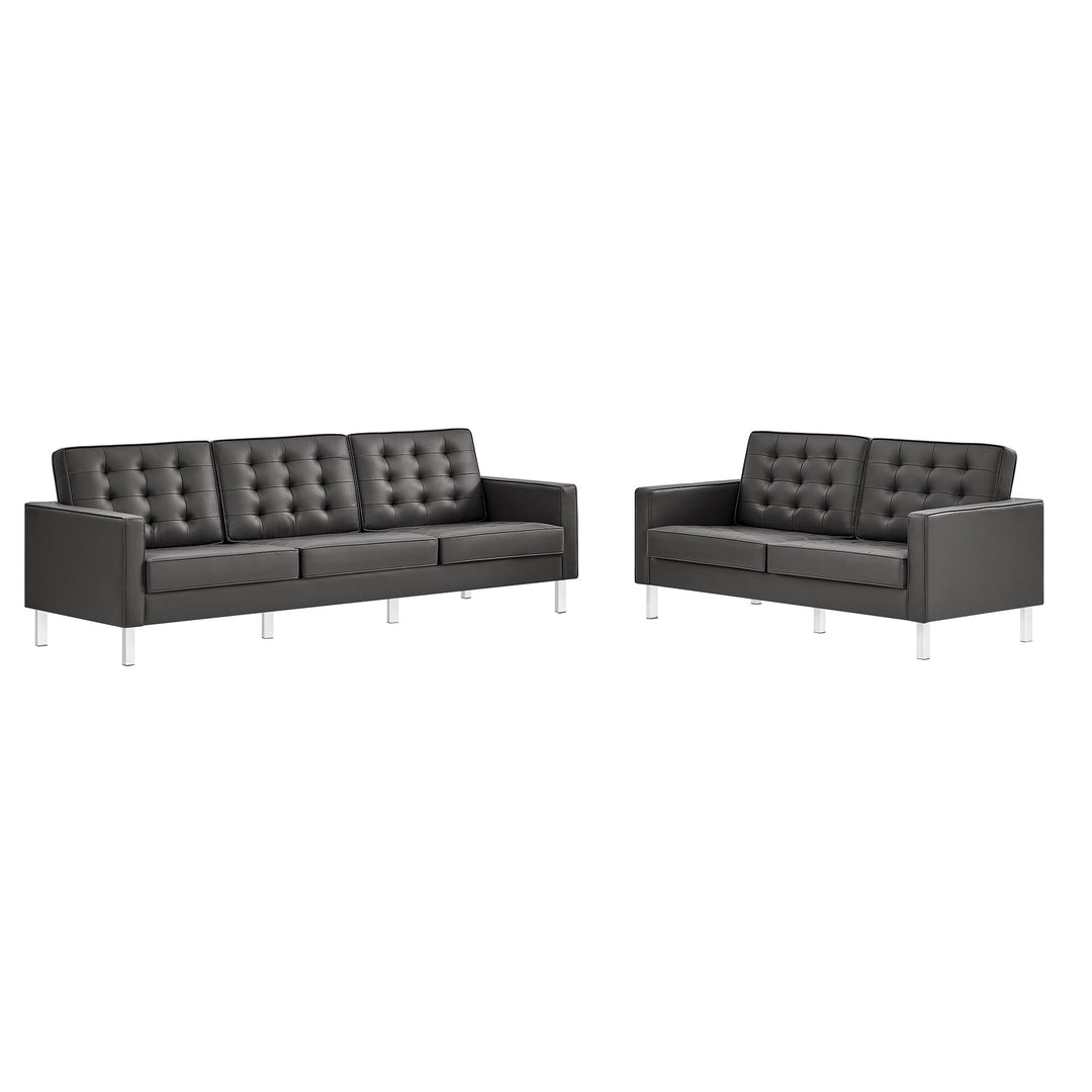 Lounge 2-Piece Tufted Vegan Leather Living Set