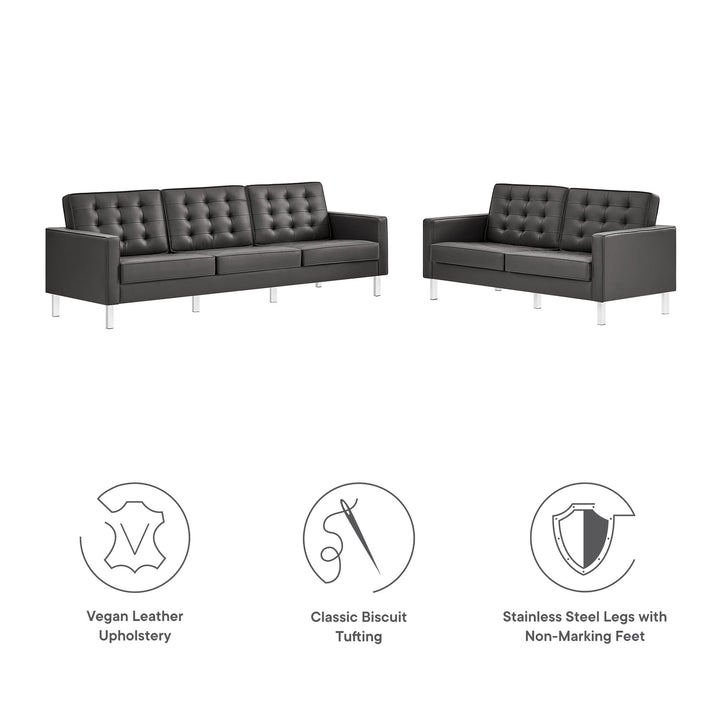 Lounge 2-Piece Tufted Vegan Leather Living Set