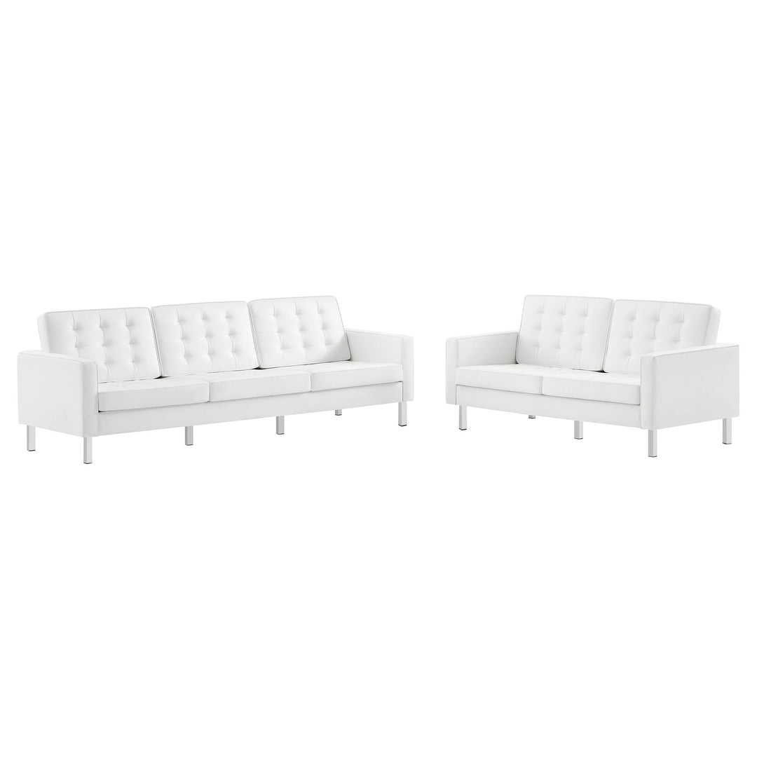 Lounge 2-Piece Tufted Vegan Leather Living Set