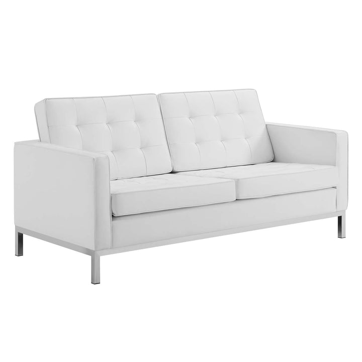 Luxe 3 Piece Tufted Upholstered Faux Leather Suite