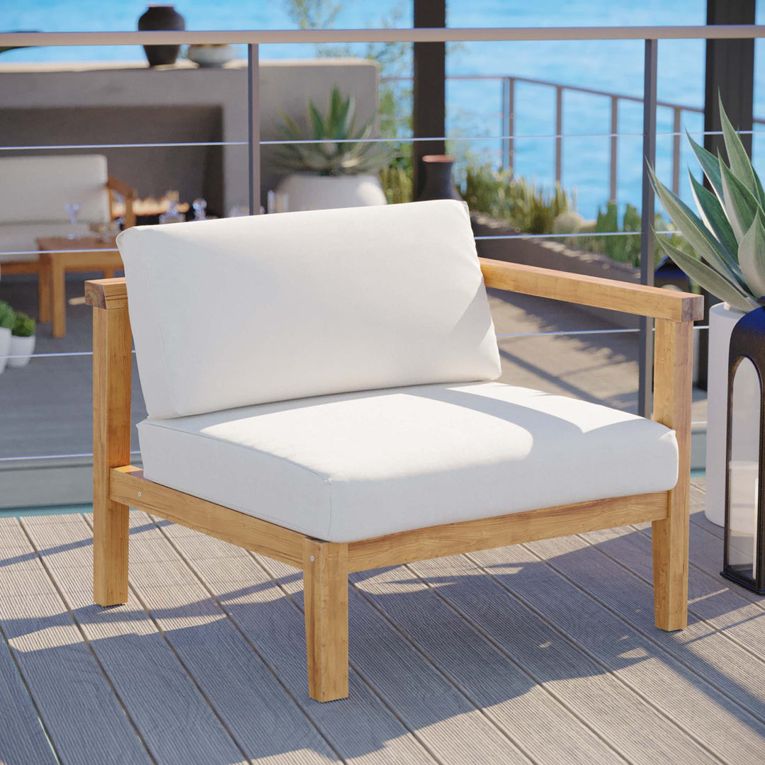 Belvedere Outdoor Patio Teak Wood Right-Arm Chair