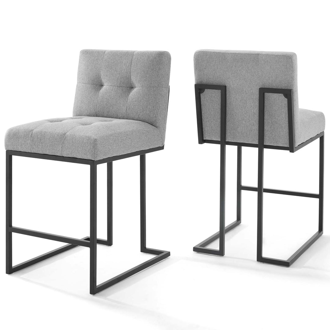 Prestige Black Stainless Steel Upholstered Fabric Counter Stool Set of 2