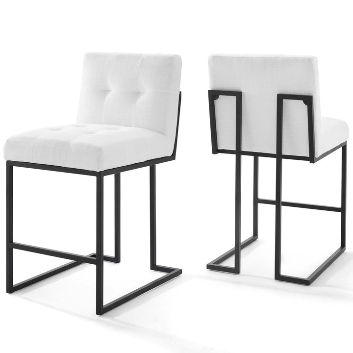 Prestige Black Stainless Steel Upholstered Fabric Counter Stool Set of 2